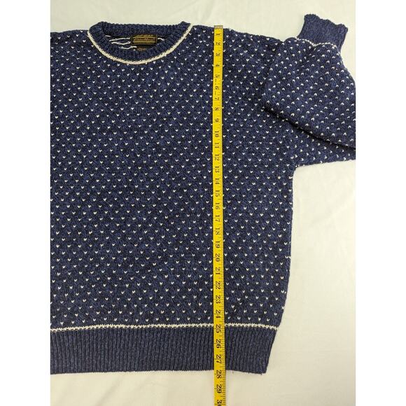 Vintage Eddie Bauer Sweater Mens XL/L Blue Crewneck Cotton Made USA 90s Knit - Picture 10 of 11